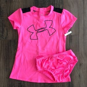 Under Armour Kids Neon Pink Rashguard Set